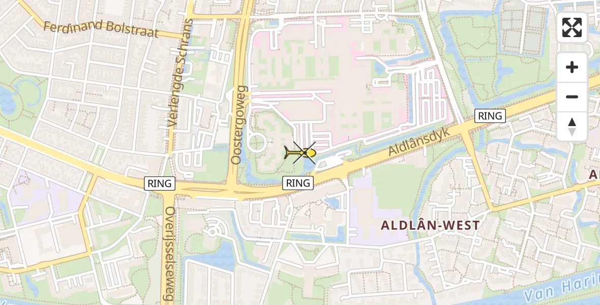 Vluchtroute Ambulancehelikopter van Leeuwarden naar Leeuwarden