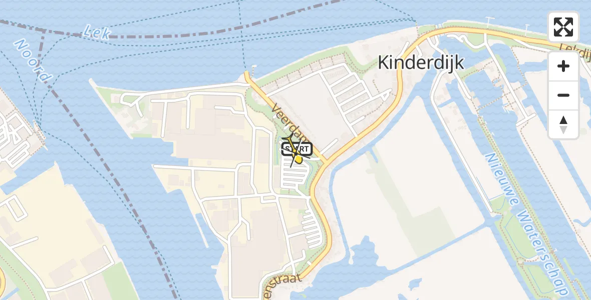 Routekaart van de vlucht: Traumahelikopter naar Kinderdijk, Molenstraat