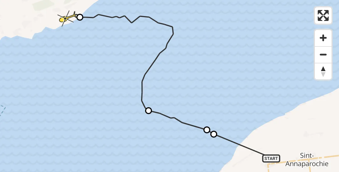 Routekaart van de vlucht: Ambulancehelikopter naar Lies, Vingegat