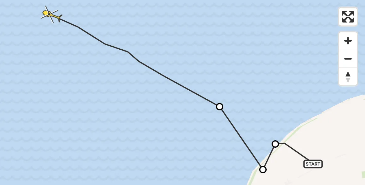 Routekaart van de vlucht: Ambulancehelikopter naar Oosterend, Sedyk