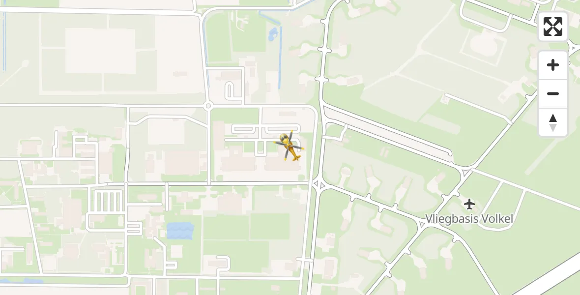 Vluchtroute Traumahelikopter van Vliegbasis Volkel naar Vliegbasis Volkel