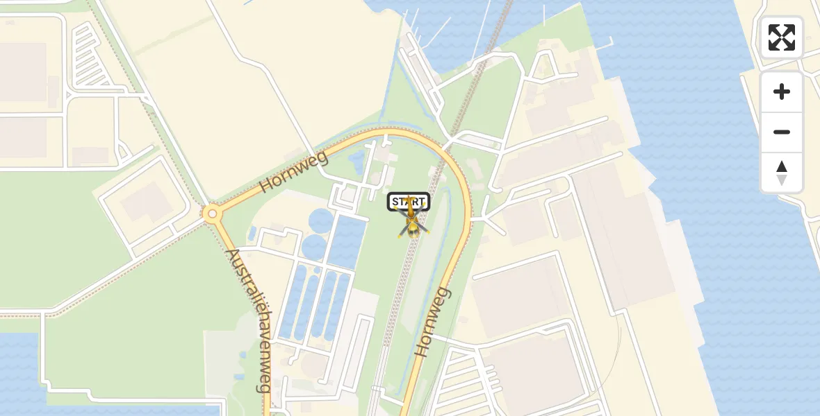 Vluchtroute Traumahelikopter van Amsterdam Heliport naar Amsterdam Heliport