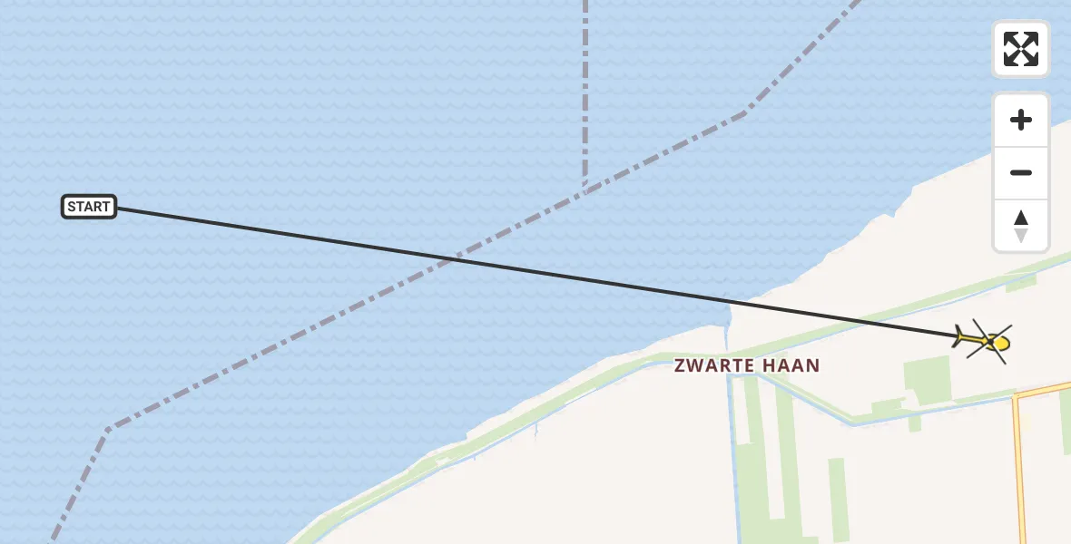 Routekaart van de vlucht: Ambulancehelikopter naar St.-Annaparochie, Poldijk