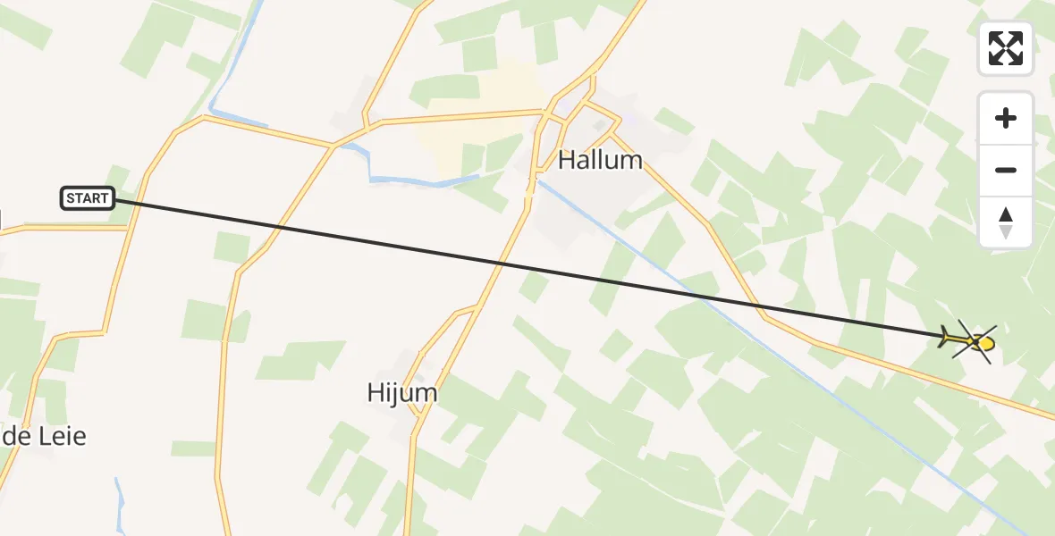 Routekaart van de vlucht: Ambulancehelikopter naar Hallum, Auke Talsmakooi