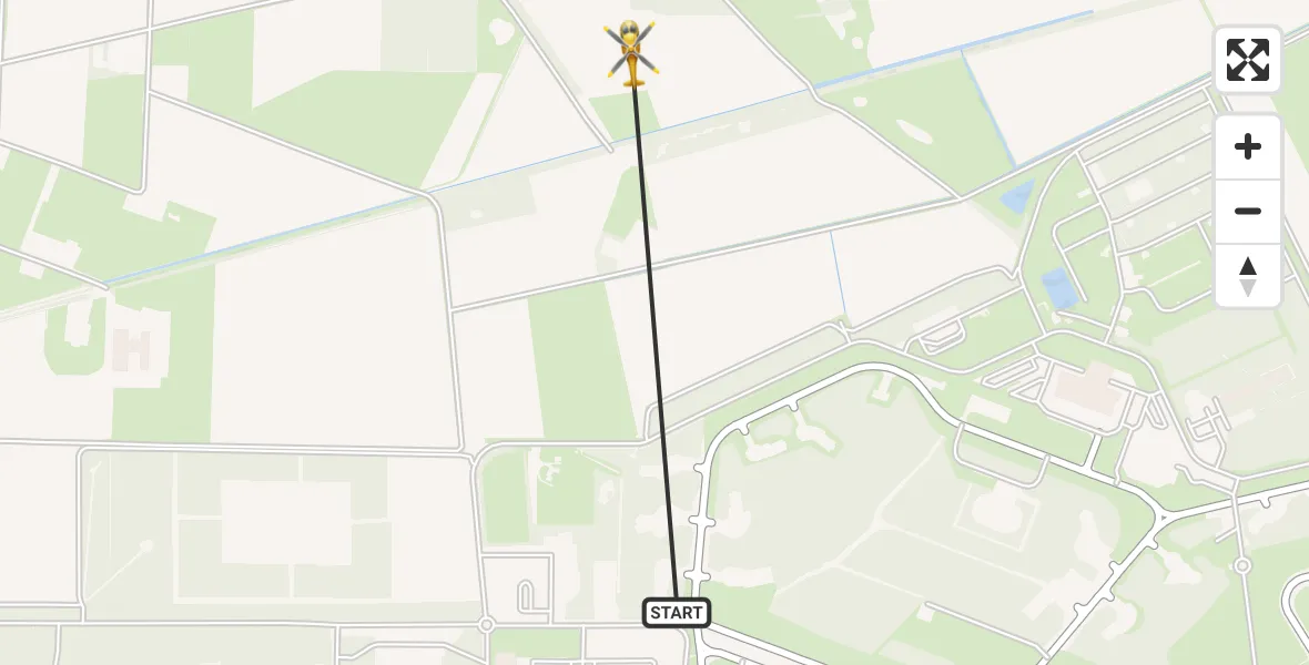 Vluchtroute Traumahelikopter van Vliegbasis Volkel naar Vliegbasis Volkel