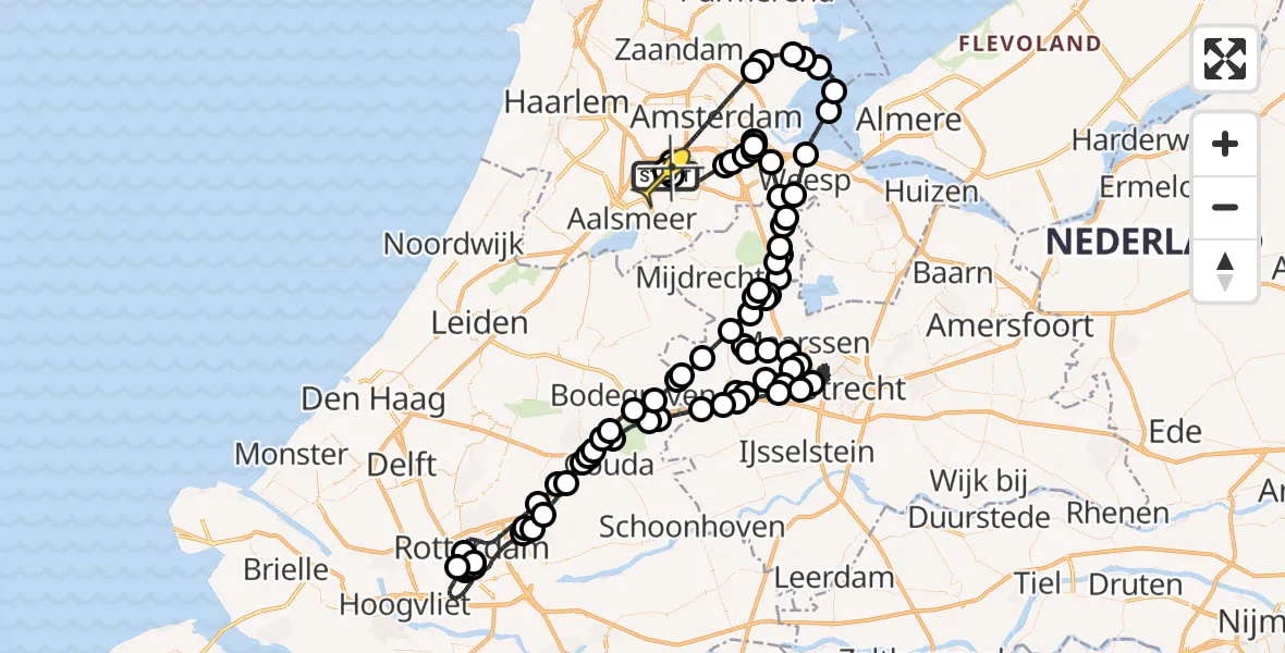 Routekaart van de vlucht: Politieheli naar Schiphol, Schipholdijk