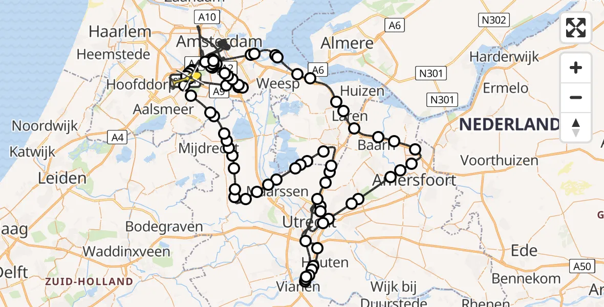 Routekaart van de vlucht: Politieheli naar Schiphol, Schipholdijk