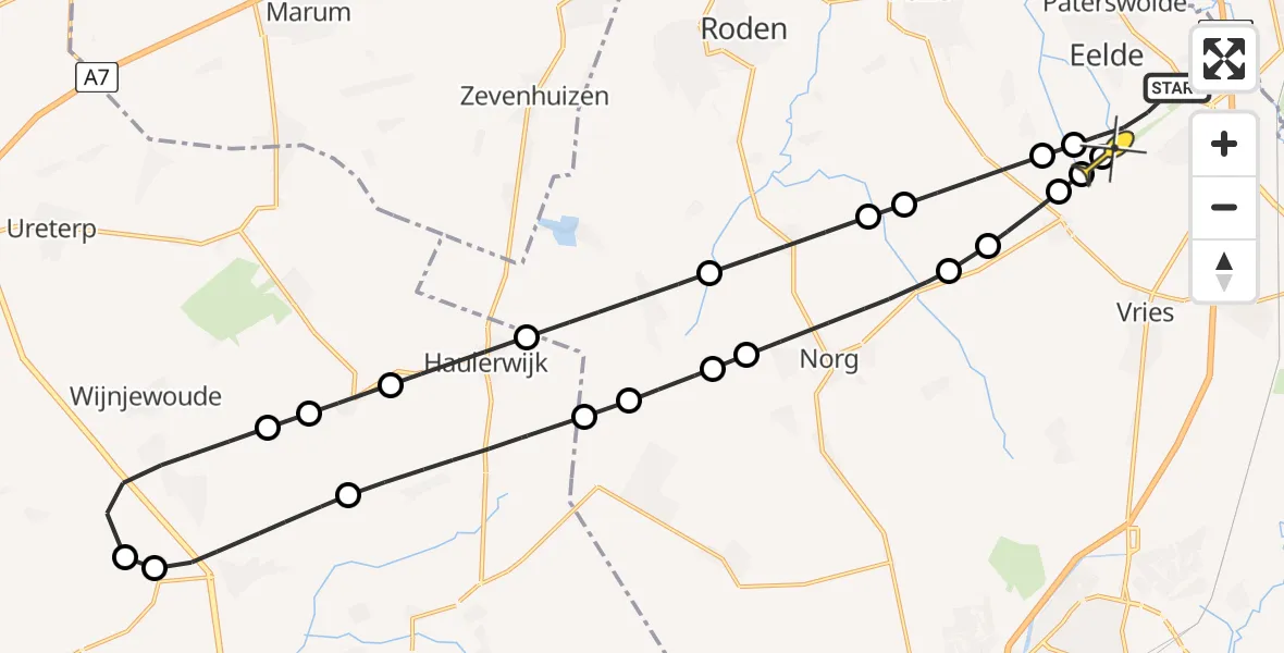 Routekaart van de vlucht: Lifeliner 4 naar Groningen Airport Eelde, Homsteeg