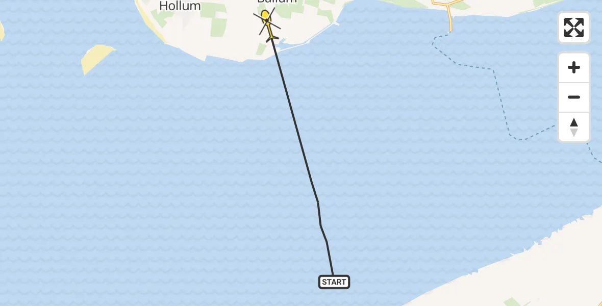 Routekaart van de vlucht: Ambulancehelikopter naar Ballum, Jelmeraweg