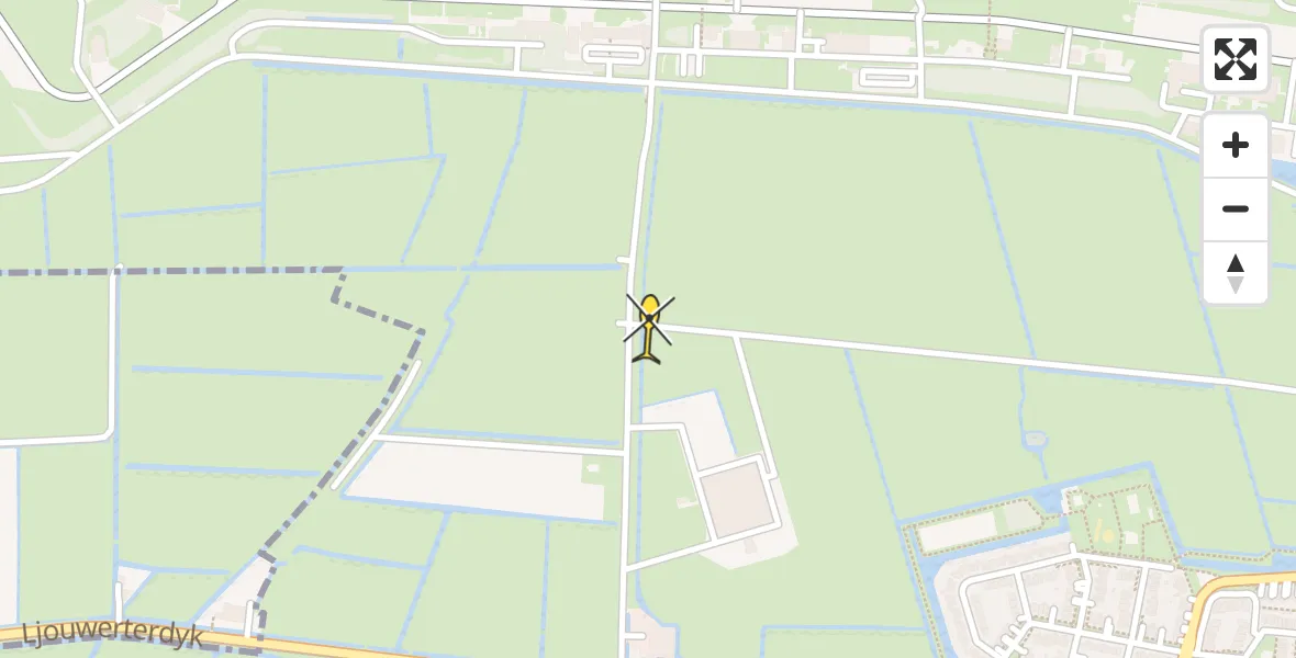 Vluchtroute Ambulancehelikopter van Vliegbasis Leeuwarden naar Vliegbasis Leeuwarden