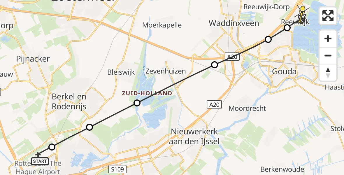 Routekaart van de vlucht: Lifeliner 2 naar Reeuwijk, Bovendijk