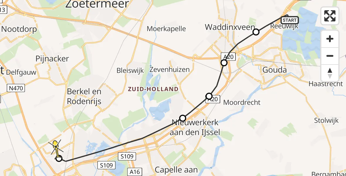 Routekaart van de vlucht: Lifeliner 2 naar Rotterdam The Hague Airport, Fornebubaan