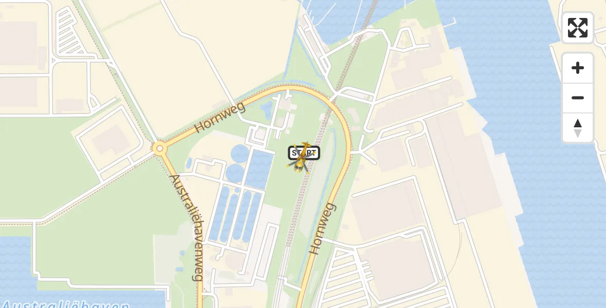 Vluchtroute Traumahelikopter van Amsterdam Heliport naar Amsterdam Heliport