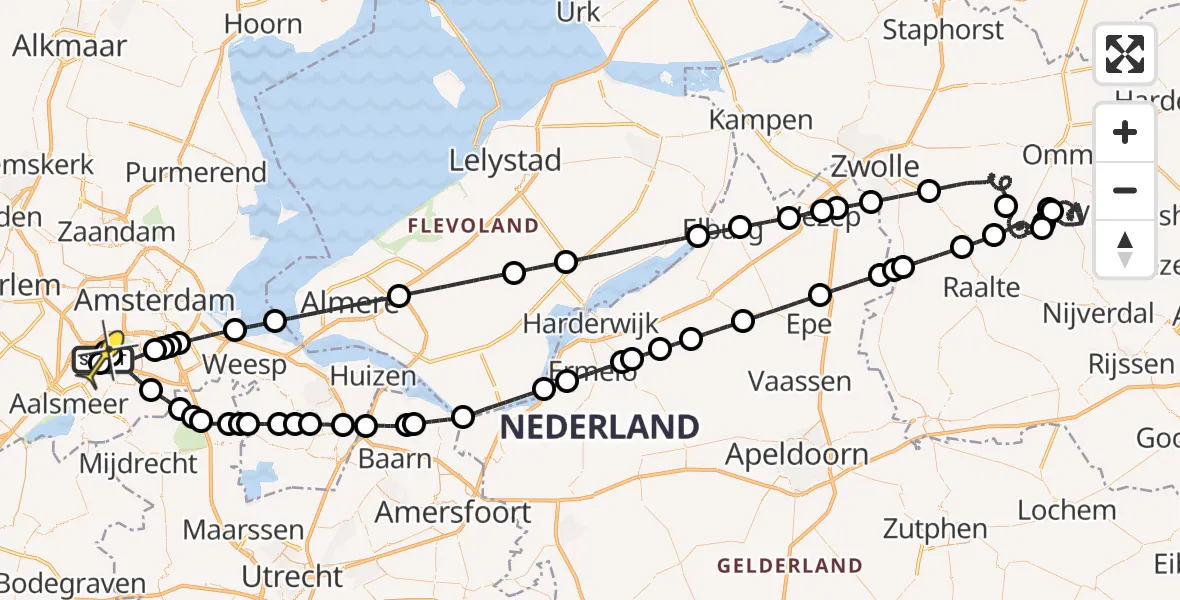 Routekaart van de vlucht: Politieheli naar Schiphol, Thermiekstraat