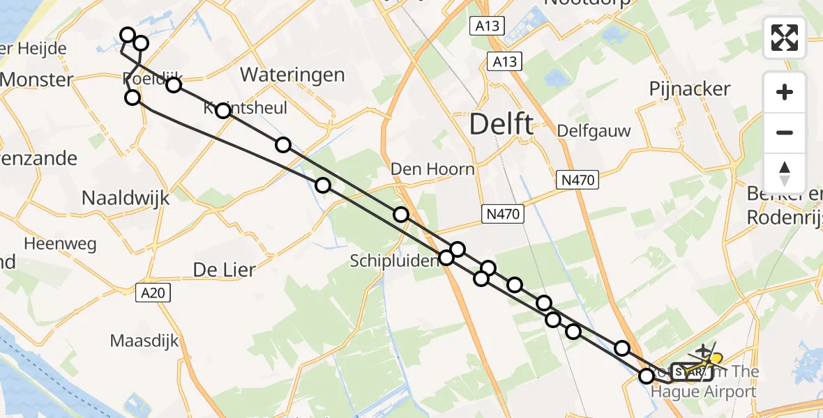Routekaart van de vlucht: Lifeliner 2 naar Rotterdam The Hague Airport, Brandenburgbaan