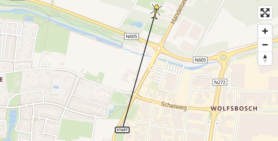 Routekaart van de vlucht: Traumahelikopter naar Handel, Handelseweg