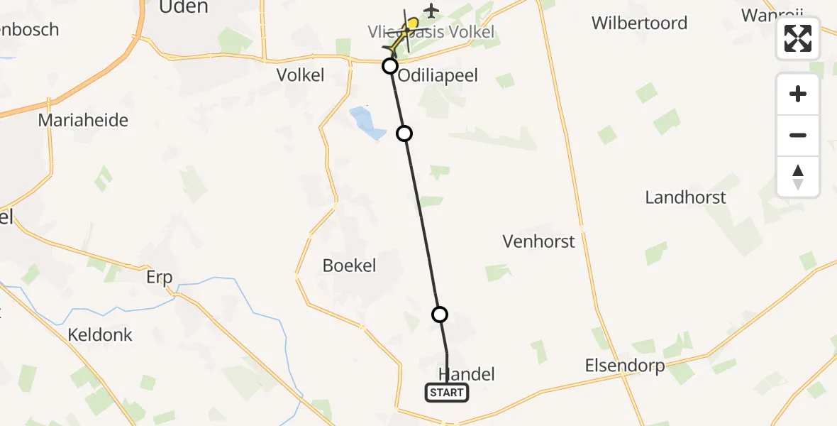 Routekaart van de vlucht: Lifeliner 3 naar Vliegbasis Volkel, Logt