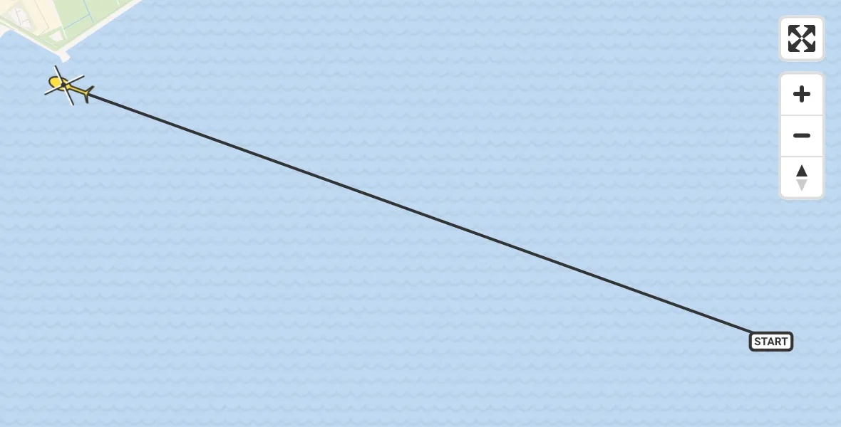 Routekaart van de vlucht: Ambulanceheli naar West-Terschelling, Westerdijk