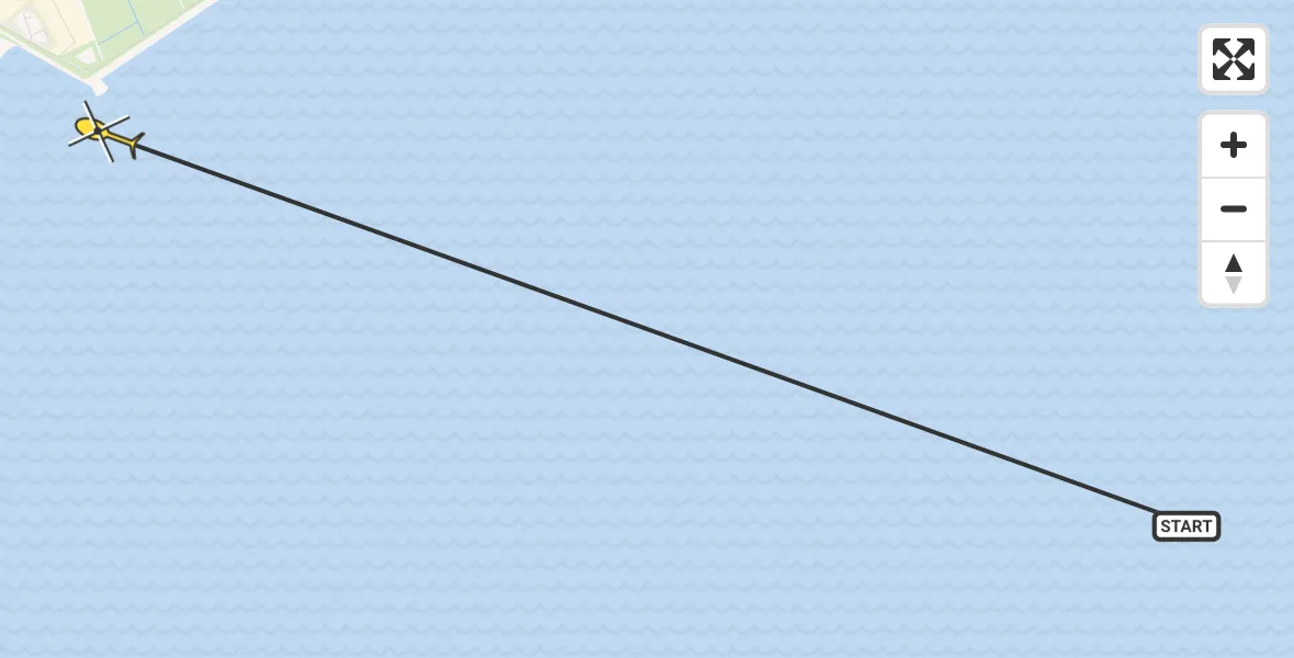 Routekaart van de vlucht: Ambulancehelikopter naar West-Terschelling, Westerdijk