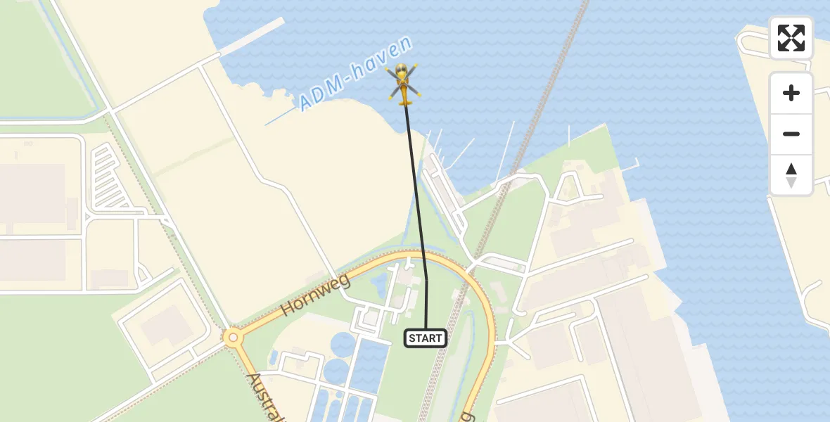 Vluchtroute Traumahelikopter van Amsterdam Heliport naar Amsterdam Heliport