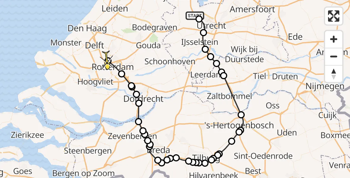 Routekaart van de vlucht: Politieheli naar Rotterdam The Hague Airport, Savannahweg