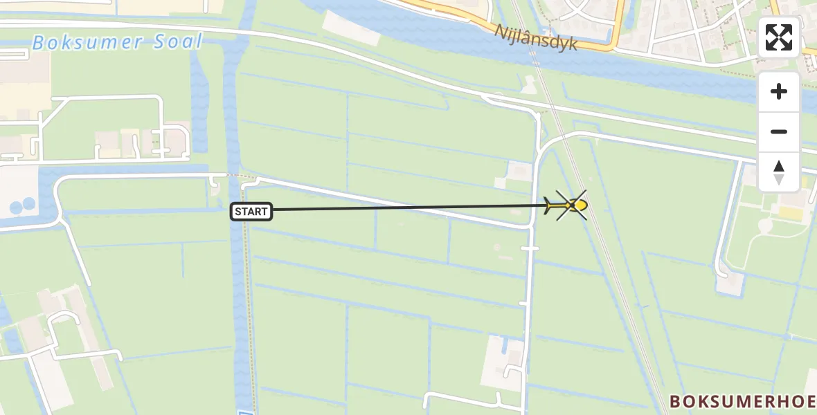 Vluchtroute Ambulancehelikopter van Leeuwarden naar Leeuwarden