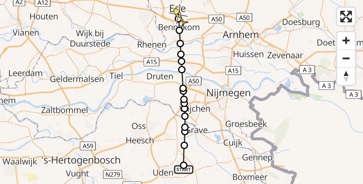 Routekaart van de vlucht: Lifeliner 3 naar Ede, Trentsedijk