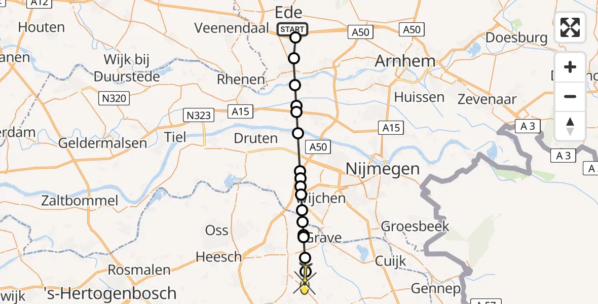 Routekaart van de vlucht: Lifeliner 3 naar Langenboom, Horalaan