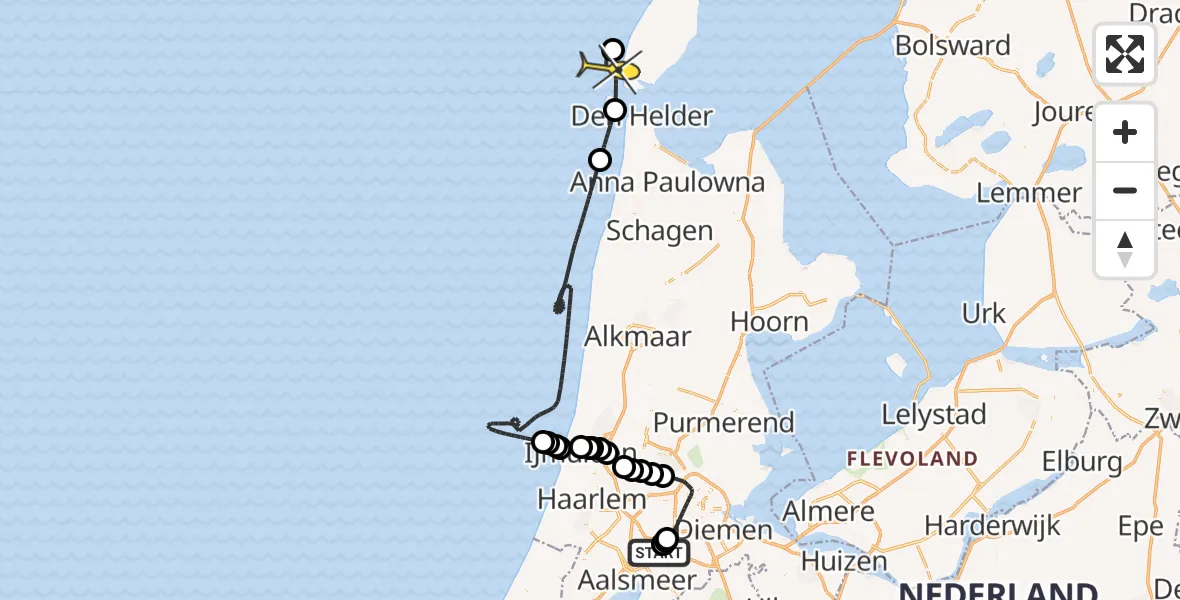 Routekaart van de vlucht: Politieheli naar Halim P.K. straat