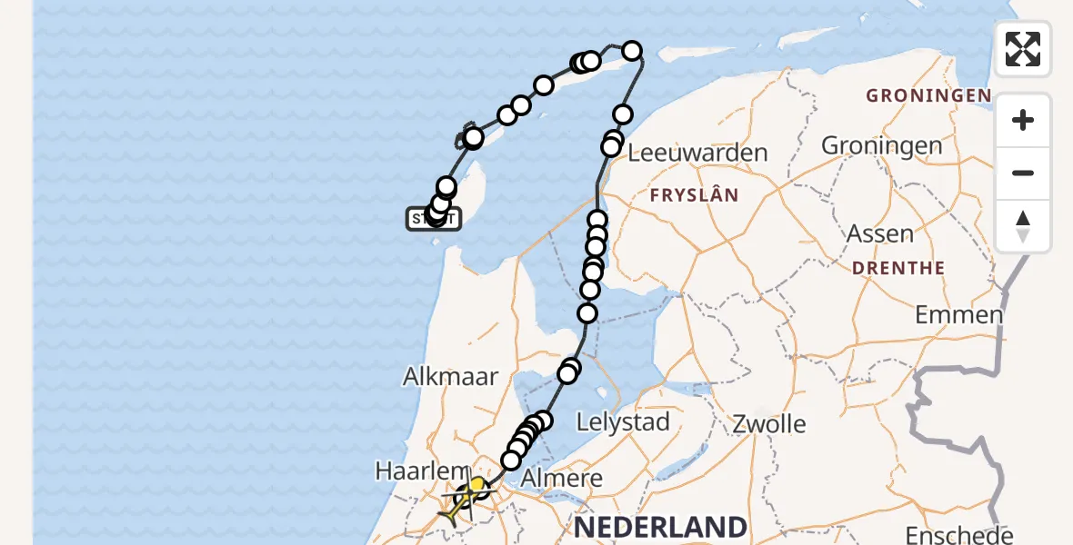 Routekaart van de vlucht: Politieheli naar Schiphol, Thermiekstraat