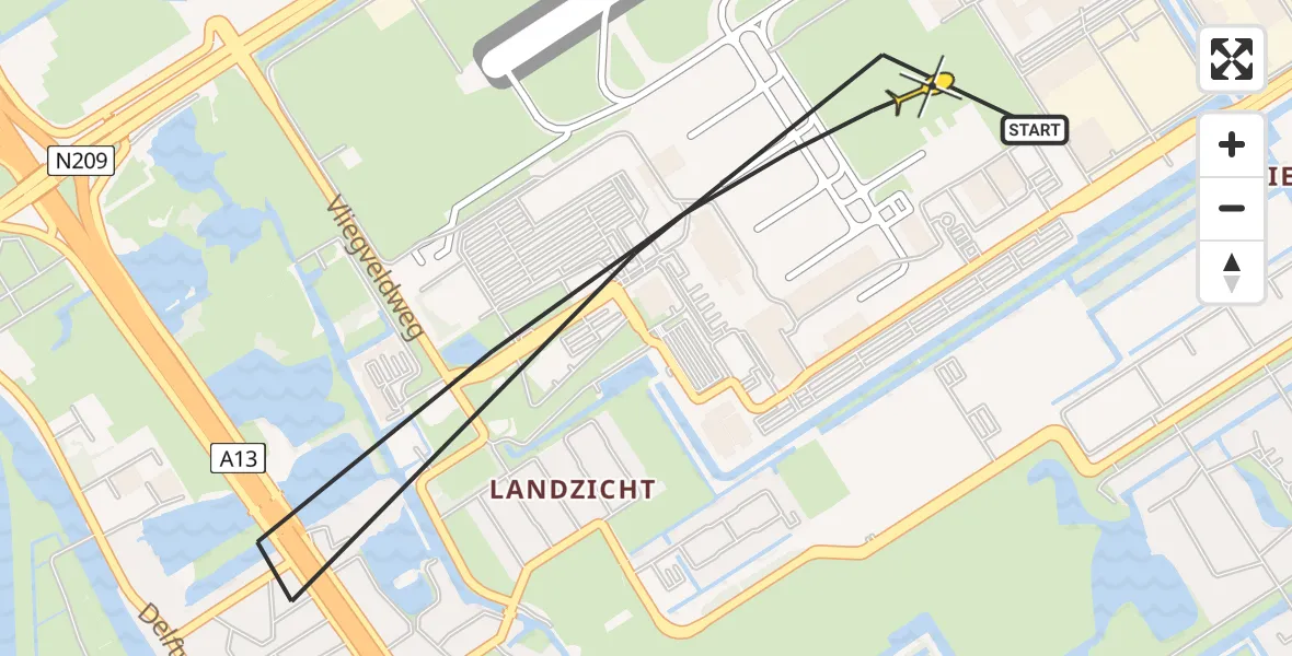 Routekaart van de vlucht: Lifeliner 2 naar Rotterdam The Hague Airport, Vliegveldweg