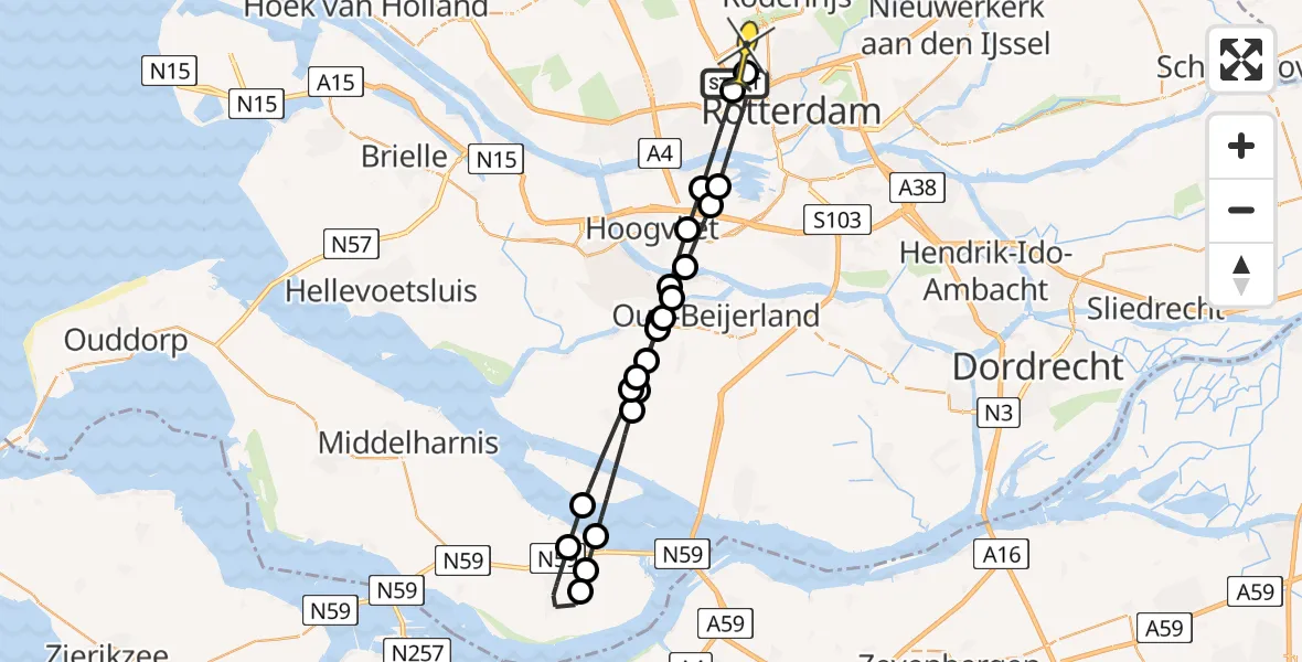 Routekaart van de vlucht: Lifeliner 2 naar Rotterdam The Hague Airport, Giessenweg