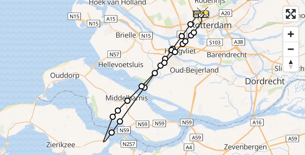 Routekaart van de vlucht: Lifeliner 2 naar Rotterdam The Hague Airport, Vliegveldweg
