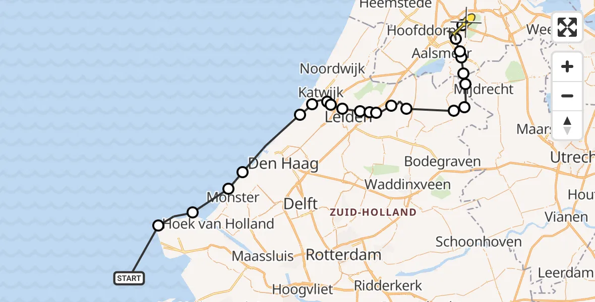 Routekaart van de vlucht: Politieheli naar Schiphol, Prinses Máximaweg