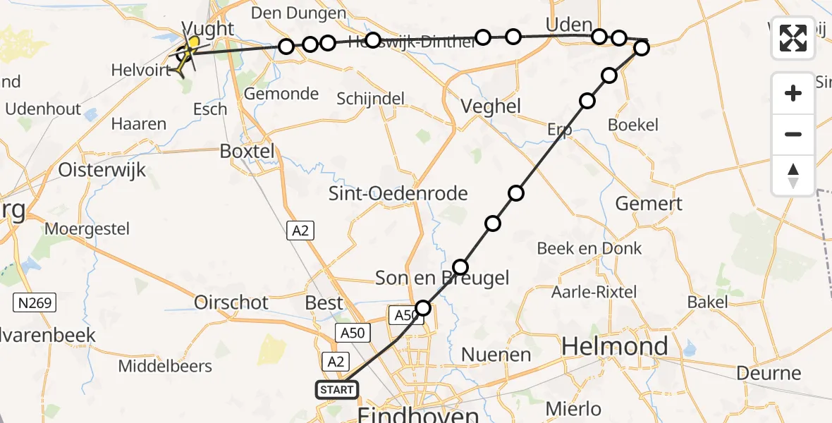 Routekaart van de vlucht: Lifeliner 3 naar Vught, Pietersbergweg