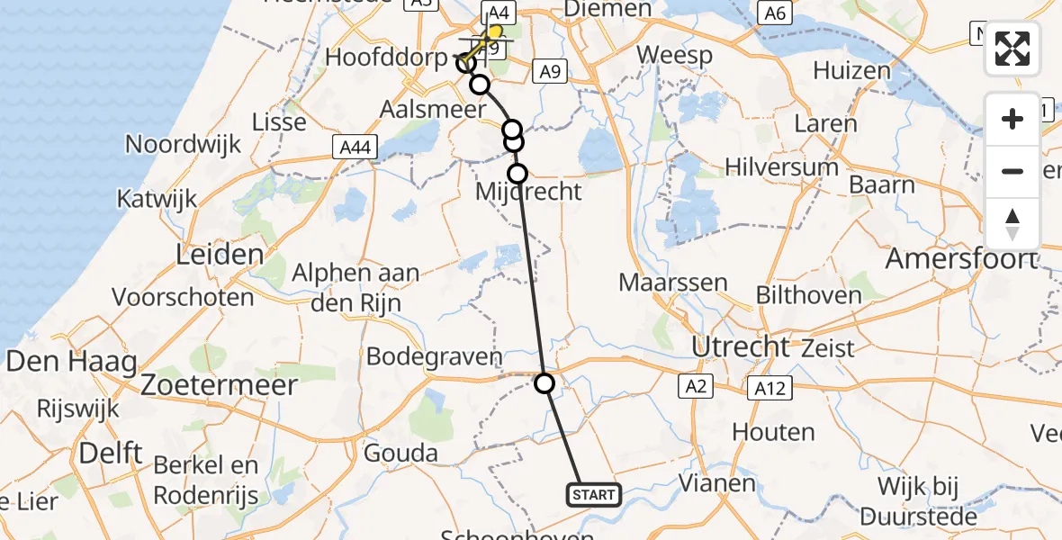 Routekaart van de vlucht: Politieheli naar Schiphol, Voorwetering