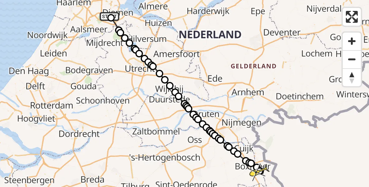 Routekaart van de vlucht: Politieheli naar Vortum-Mullem, Middenweg