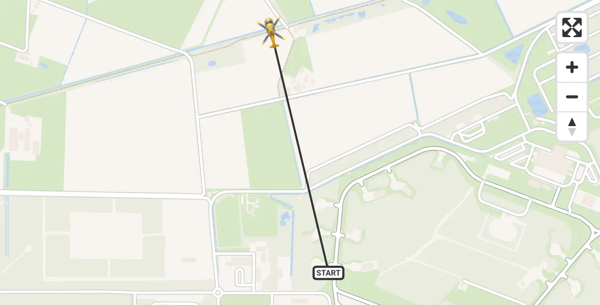 Vluchtroute Traumahelikopter van Vliegbasis Volkel naar Vliegbasis Volkel