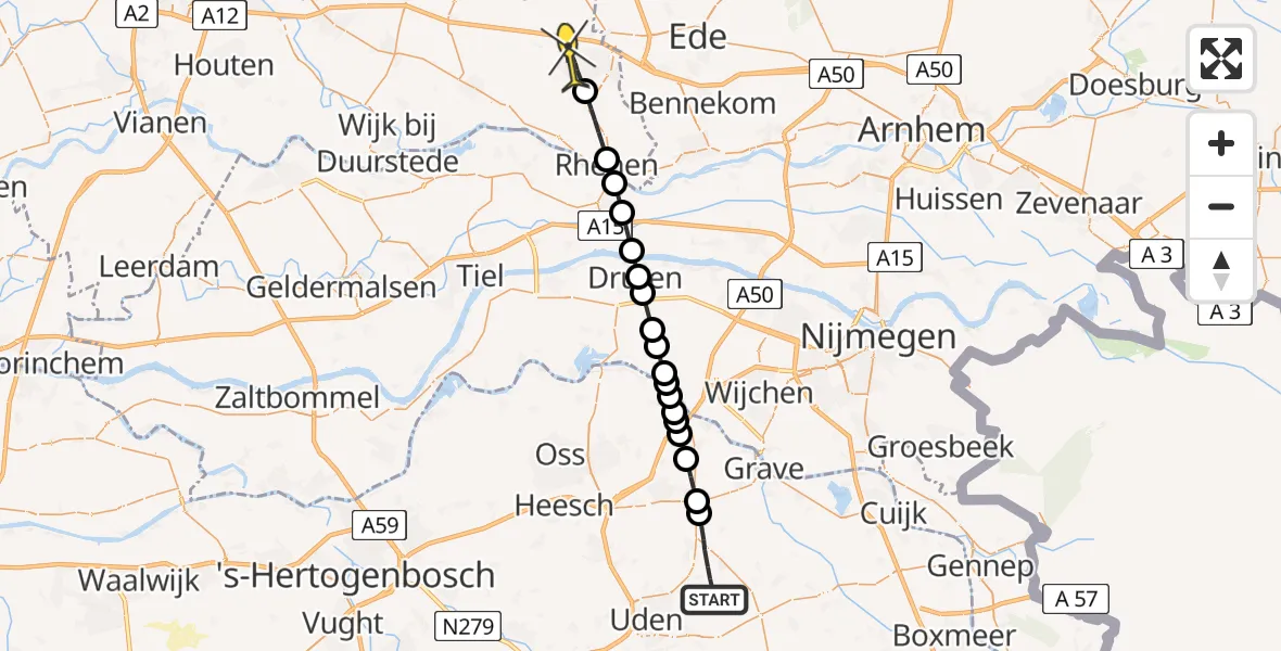 Routekaart van de vlucht: Lifeliner 3 naar Veenendaal, Groesplak