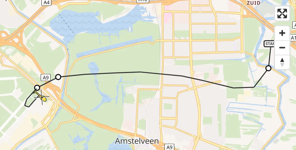 Routekaart van de vlucht: Politieheli naar Schiphol, Gan Hasjalom