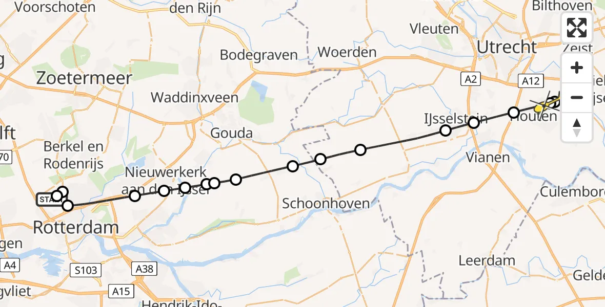 Routekaart van de vlucht: Lifeliner 2 naar Houten, Bovendijk