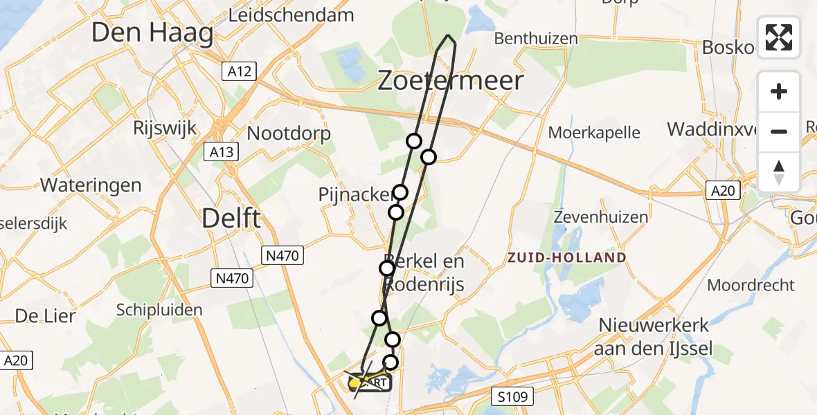 Routekaart van de vlucht: Lifeliner 2 naar Rotterdam The Hague Airport, Oude Bovendijk