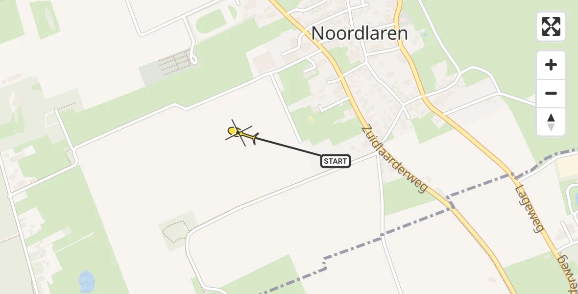 Routekaart van de vlucht: Traumaheli naar Noordlaren, Weg naar de Kerkduinen