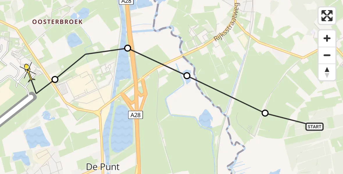 Routekaart van de vlucht: Lifeliner 4 naar Groningen Airport Eelde, Punterweg