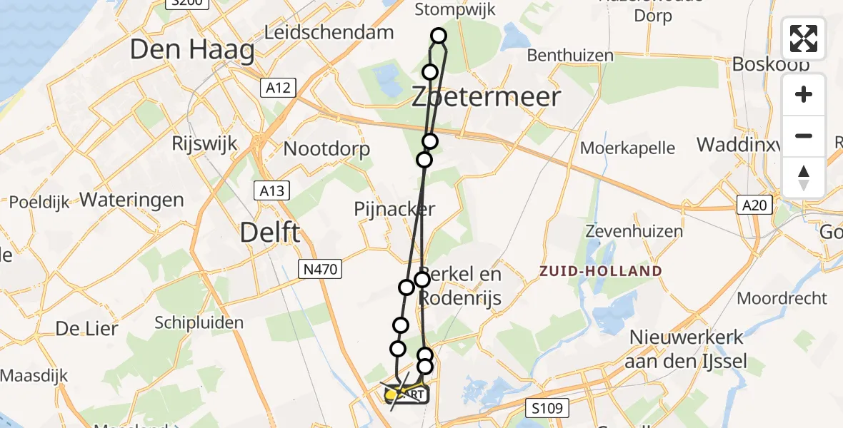 Routekaart van de vlucht: Lifeliner 2 naar Rotterdam The Hague Airport, A16 Rotterdam