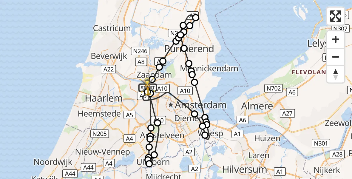 Routekaart van de vlucht: Lifeliner 1 naar Amsterdam Heliport, Symon Spiersweg