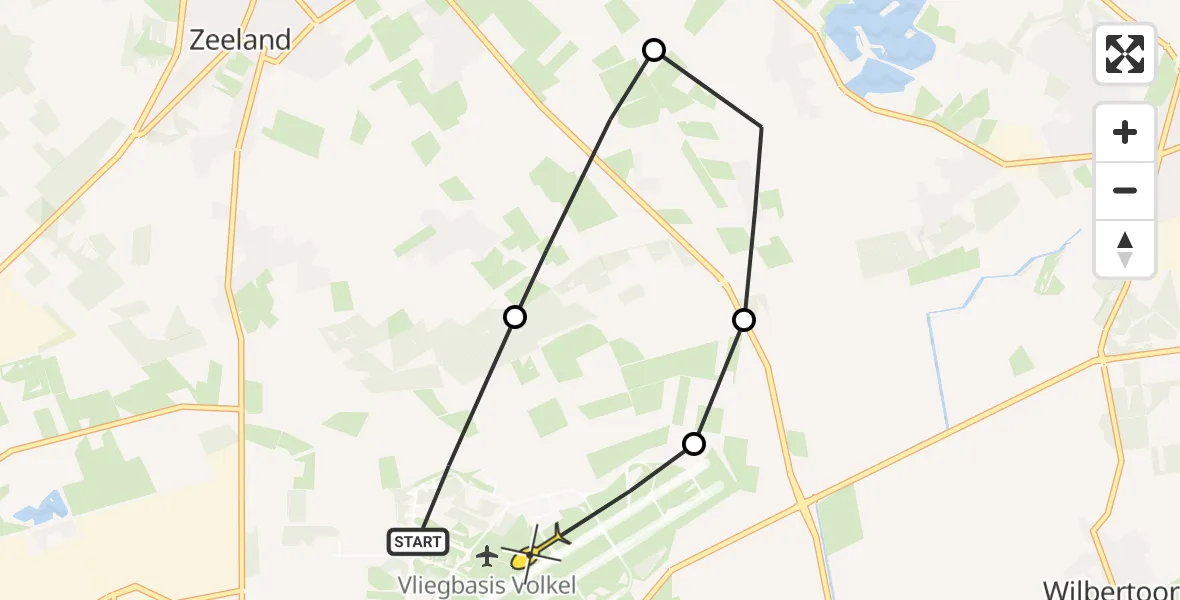 Routekaart van de vlucht: Lifeliner 3 naar Vliegbasis Volkel, Trentsedijk