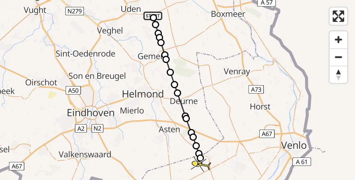 Routekaart van de vlucht: Lifeliner 3 naar Meijel, Hemelrijkstraat