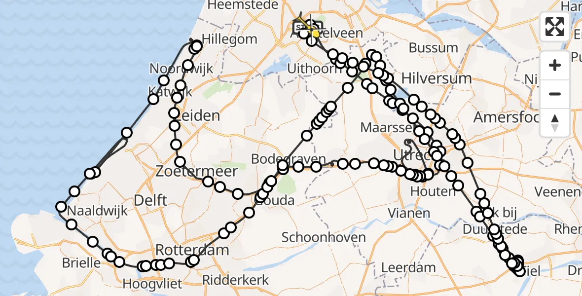 Vluchtroute Politiehelikopter van Schiphol naar Schiphol