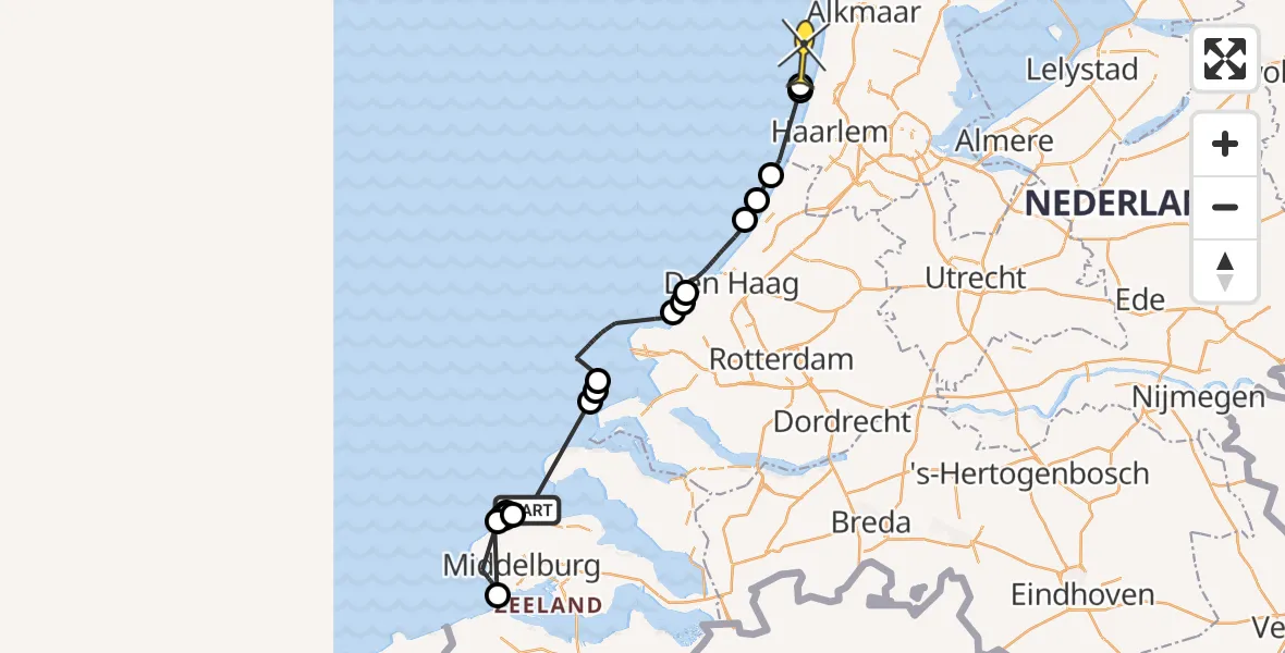 Routekaart van de vlucht: Politieheli naar 